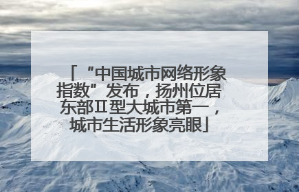 “中国城市网络形象指数”发布，扬州位居东部Ⅱ型大城市第一，城市生活形象亮眼