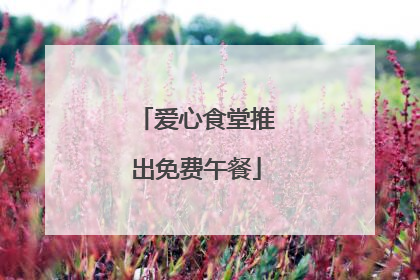 爱心食堂推出免费午餐