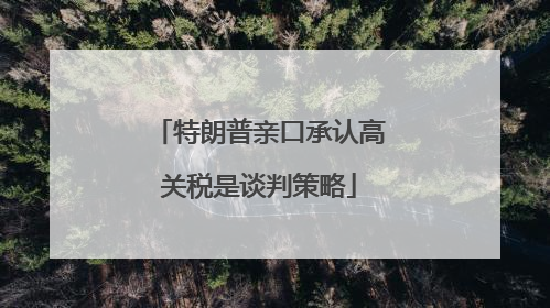 特朗普亲口承认高关税是谈判策略