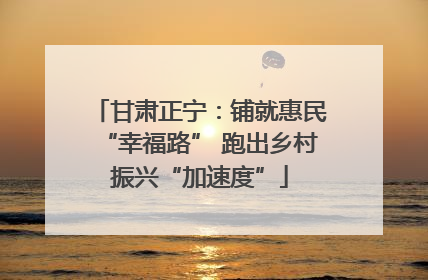 甘肃正宁：铺就惠民“幸福路” 跑出乡村振兴“加速度”