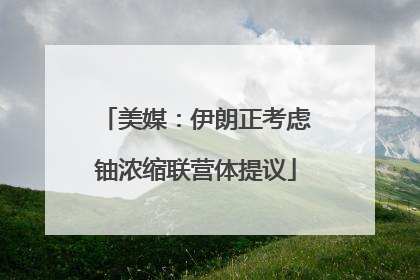 美媒：伊朗正考虑铀浓缩联营体提议