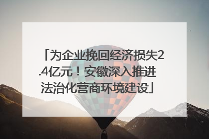 为企业挽回经济损失2.4亿元！安徽深入推进法治化营商环境建设
