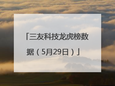 三友科技龙虎榜数据（5月29日）