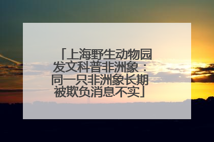 上海野生动物园发文科普非洲象：同一只非洲象长期被欺负消息不实