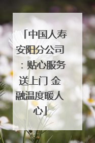 中国人寿安阳分公司：贴心服务送上门 金融温度暖人心