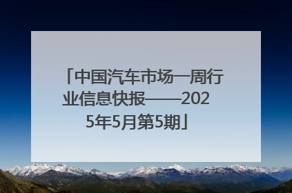 中国汽车市场一周行业信息快报——2025年5月第5期
