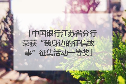 中国银行江苏省分行荣获“我身边的征信故事”征集活动一等奖