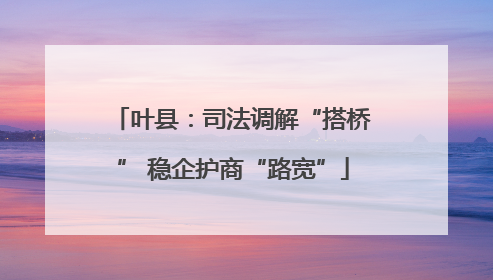 叶县：司法调解“搭桥” 稳企护商“路宽”