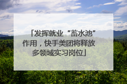 发挥就业“蓄水池”作用，快手美团将释放多领域实习岗位