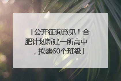 公开征询意见！合肥计划新建一所高中，拟建60个班级