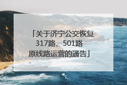 关于济宁公交恢复317路、501路原线路运营的通告