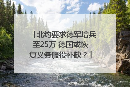 北约要求德军增兵至25万 德国或恢复义务服役补缺？