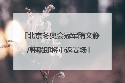 北京冬奥会冠军隋文静/韩聪即将重返赛场