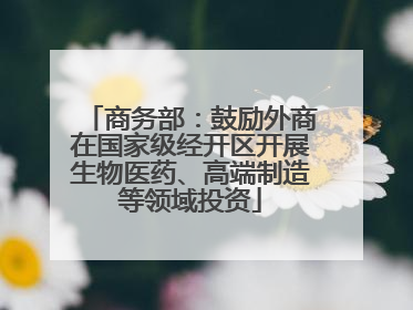 商务部：鼓励外商在国家级经开区开展生物医药、高端制造等领域投资