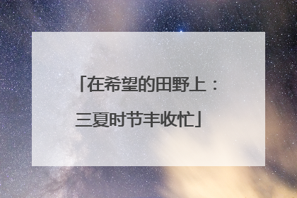在希望的田野上：三夏时节丰收忙