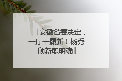 安徽省委决定，一厅干履新！杨秀颀新职明确