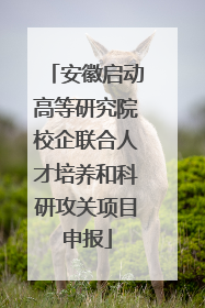 安徽启动高等研究院校企联合人才培养和科研攻关项目申报