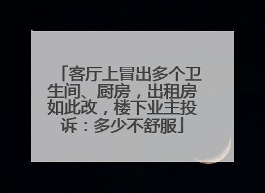 客厅上冒出多个卫生间、厨房，出租房如此改，楼下业主投诉：多少不舒服