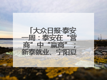 大众日报·泰安一周：泰安在“营商”中“赢商”；新泰就业、宁阳夏收工作上要闻