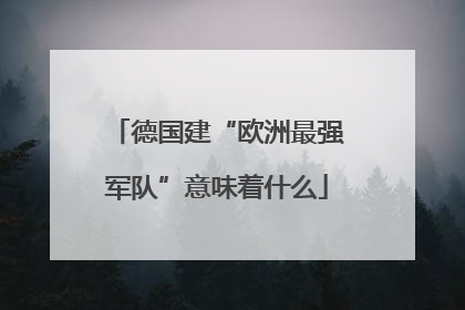 德国建“欧洲最强军队”意味着什么