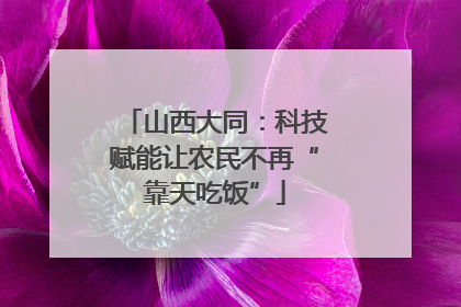 山西大同：科技赋能让农民不再“靠天吃饭”