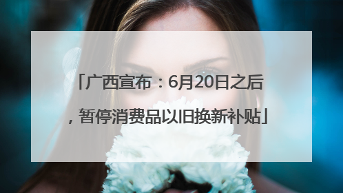 广西宣布：6月20日之后，暂停消费品以旧换新补贴