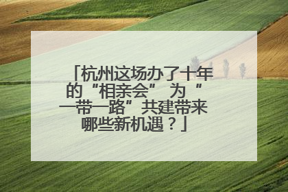 杭州这场办了十年的“相亲会” 为“一带一路”共建带来哪些新机遇？