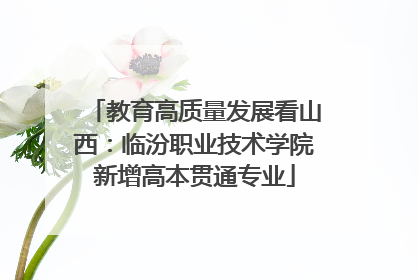 教育高质量发展看山西：临汾职业技术学院新增高本贯通专业