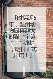 时隔近5年，温州动物园再迎大熊猫“宝弟”“宝妹”，明日正式开馆！