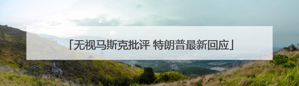 无视马斯克批评 特朗普最新回应