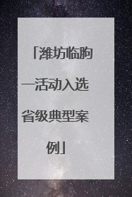 潍坊临朐一活动入选省级典型案例