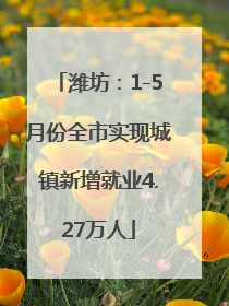 潍坊：1-5月份全市实现城镇新增就业4.27万人
