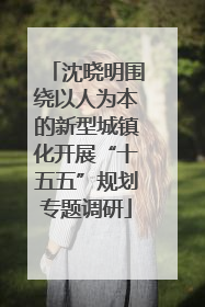 沈晓明围绕以人为本的新型城镇化开展“十五五”规划专题调研