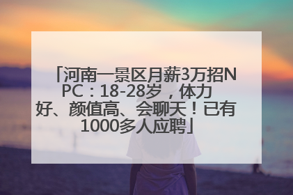 河南一景区月薪3万招NPC：18-28岁，体力好、颜值高、会聊天！已有1000多人应聘
