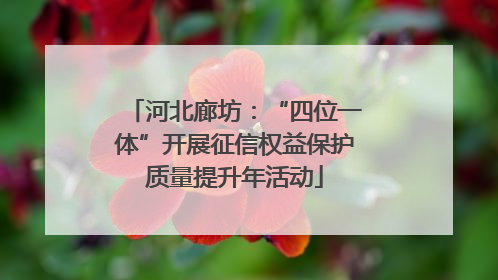 河北廊坊：“四位一体”开展征信权益保护质量提升年活动