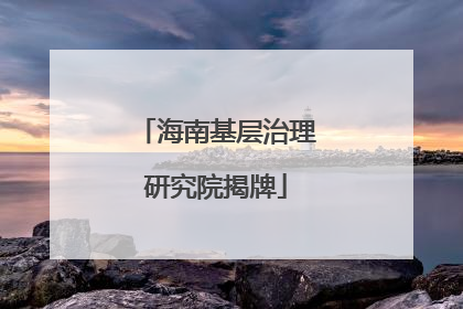 海南基层治理研究院揭牌