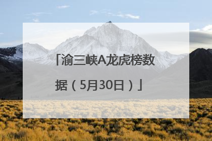 渝三峡A龙虎榜数据（5月30日）