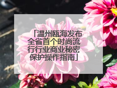 温州瓯海发布全省首个时尚流行行业商业秘密保护操作指南