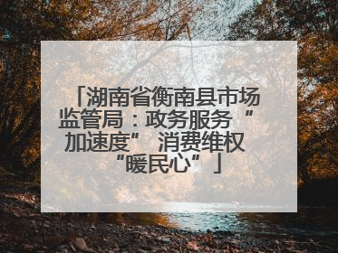 湖南省衡南县市场监管局：政务服务“加速度” 消费维权“暖民心”