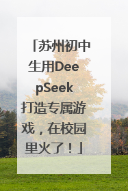 苏州初中生用DeepSeek打造专属游戏，在校园里火了！