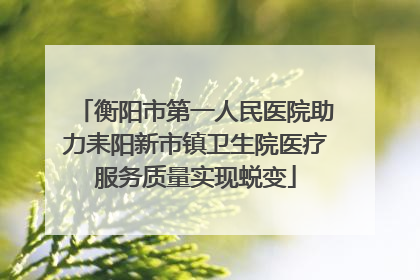 衡阳市第一人民医院助力耒阳新市镇卫生院医疗服务质量实现蜕变