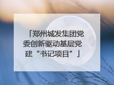 郑州城发集团党委创新驱动基层党建“书记项目”