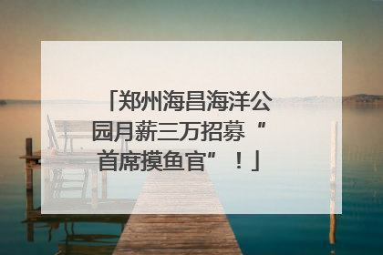 郑州海昌海洋公园月薪三万招募“首席摸鱼官”！