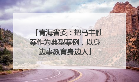 青海省委：把马丰胜案作为典型案例，以身边事教育身边人