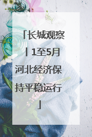 长城观察丨1至5月河北经济保持平稳运行