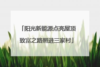 阳光新能源点亮屋顶 致富之路照进三家村