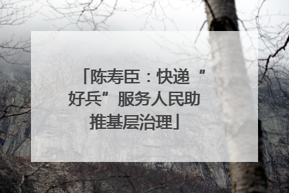 陈寿臣：快递“好兵”服务人民助推基层治理