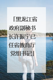 黑龙江省政府副秘书长许振宇已任省教育厅党组书记