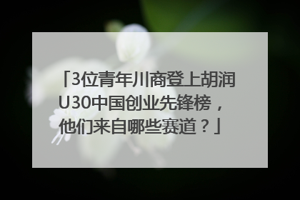 3位青年川商登上胡润U30中国创业先锋榜，他们来自哪些赛道？