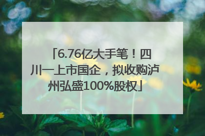 6.76亿大手笔！四川一上市国企，拟收购泸州弘盛100%股权